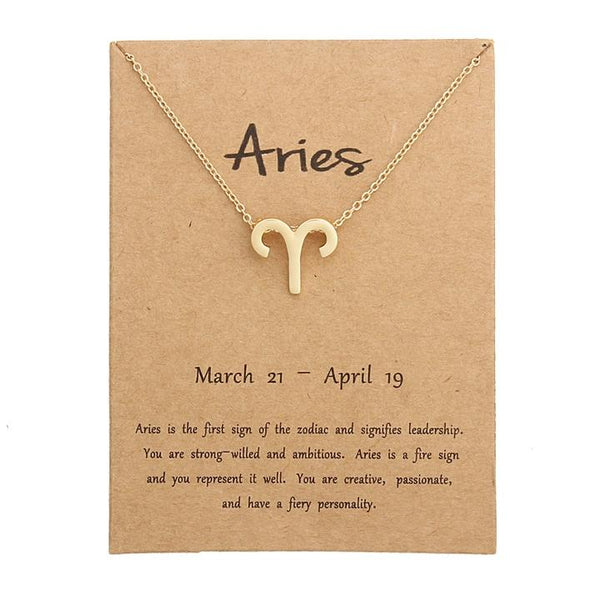 Aries Zodiac Sign Necklace Gold