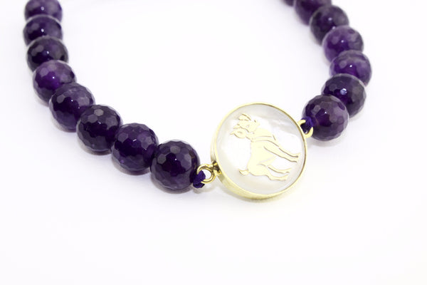 Aries Amethyst Macrame Zodiac Bracelet - Lulugem.com