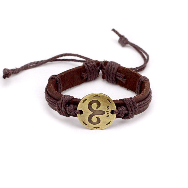 Aries Leather Cuff Brown Bracelet
