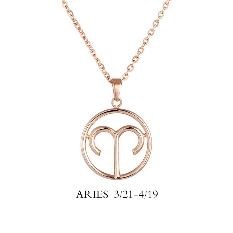 Aries Zodiac Sign Necklace Gold