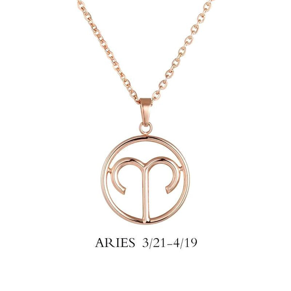 Aries Zodiac Sign Necklace Gold