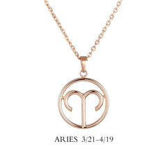 Aries Zodiac Sign Necklace Gold