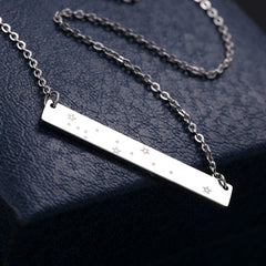 Virgo Constellation Women's Necklace Zodiac Bar Pendant Silver Chain