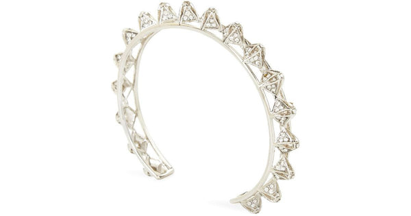 Crystal Silver Pyramid Cuff Bracelet