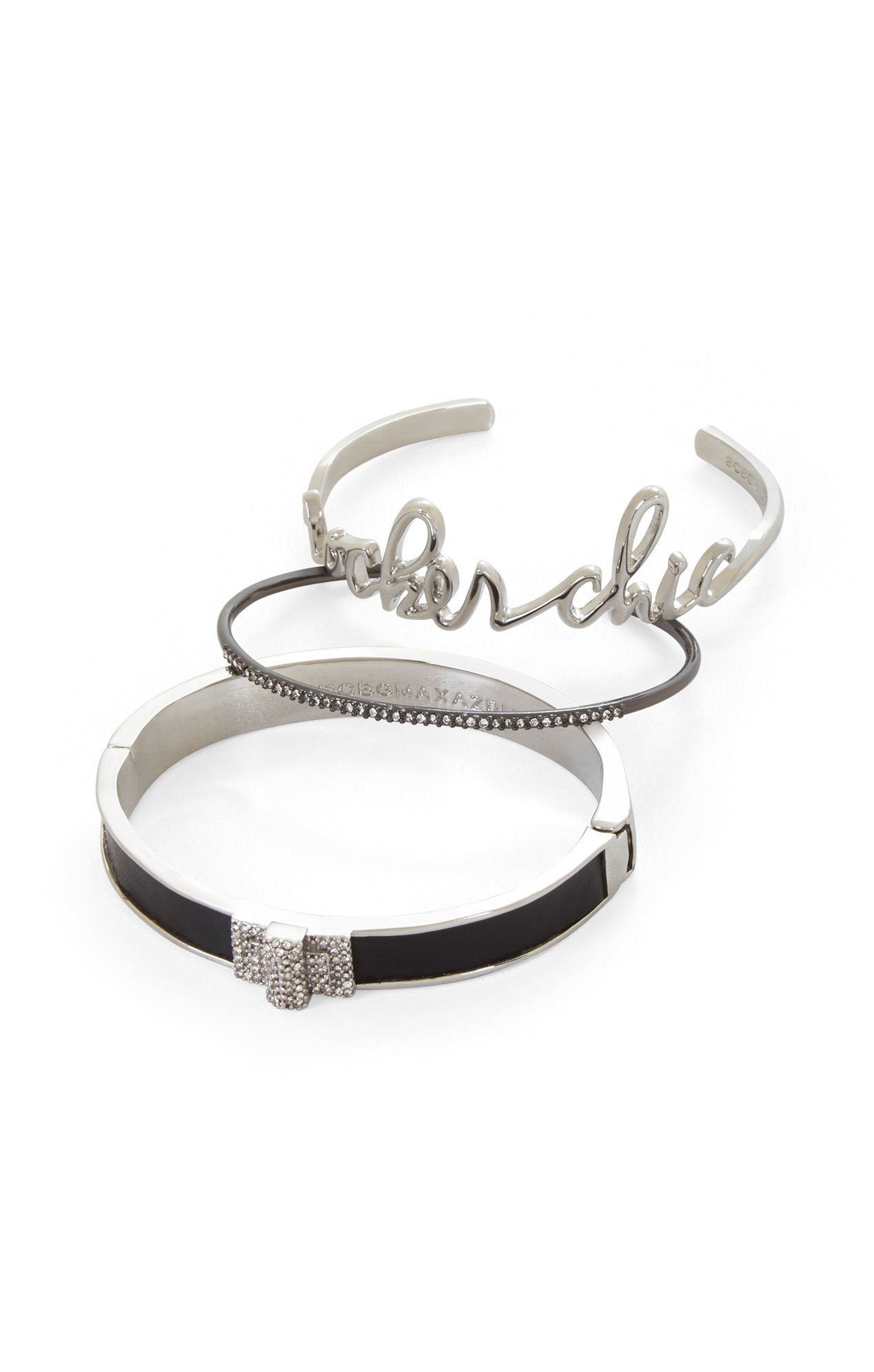Black Faux-leather Pyramid Cuff Bracelet Set