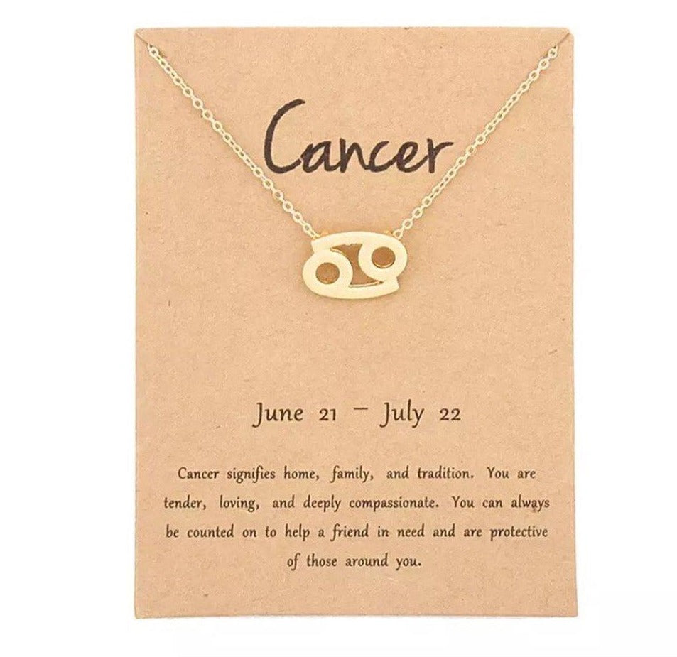 Cancer Zodiac Sign Necklace Gold