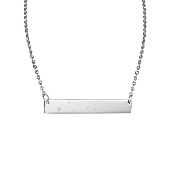 Cancer Constellation Women's Necklace Zodiac Bar Pendant Silver Chain