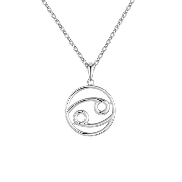 Cancer Zodiac Sign Necklace Silver