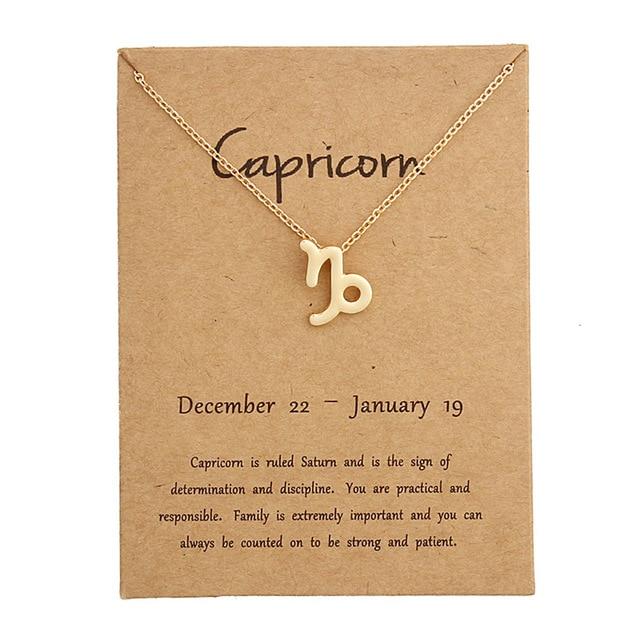 Capricorn Zodiac Sign Necklace Gold