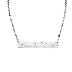 Capricorn Constellation Women's Necklace Zodiac Bar Pendant Silver Chain