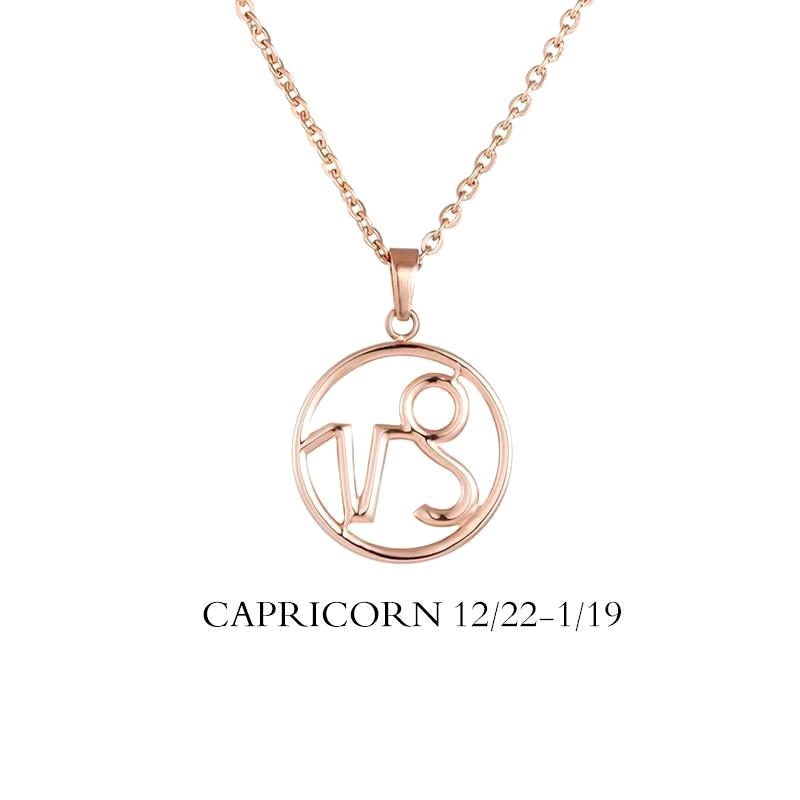 Capricorn Zodiac Sign Necklace Gold