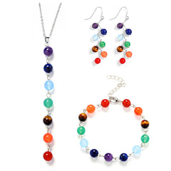 Chakra Earrings Seven Healing Gemstone Beads