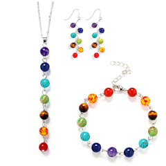 Chakra Earrings Seven Healing Gemstone Beads