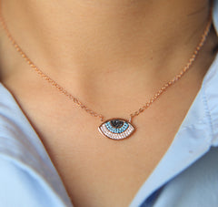 Kismet Evil Eye Necklace Rose Gold