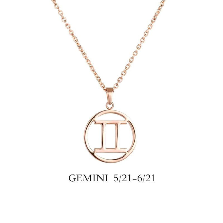 Gemini Zodiac Sign Necklace Gold
