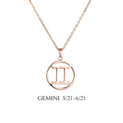 Gemini Zodiac Sign Necklace Gold