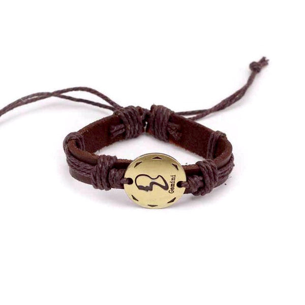 Gemini Leather Cuff Brown Bracelet