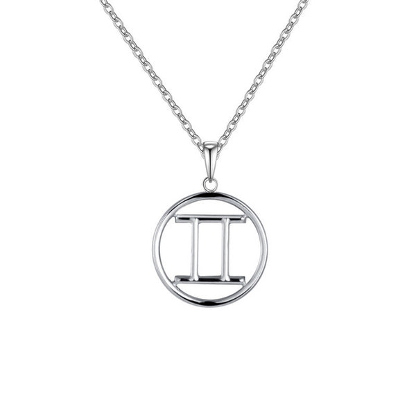 Gemini Zodiac Sign Necklace Silver