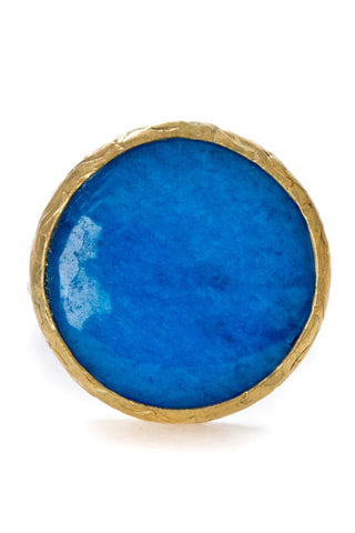 Blue Onyx Gemstone Gold Ring