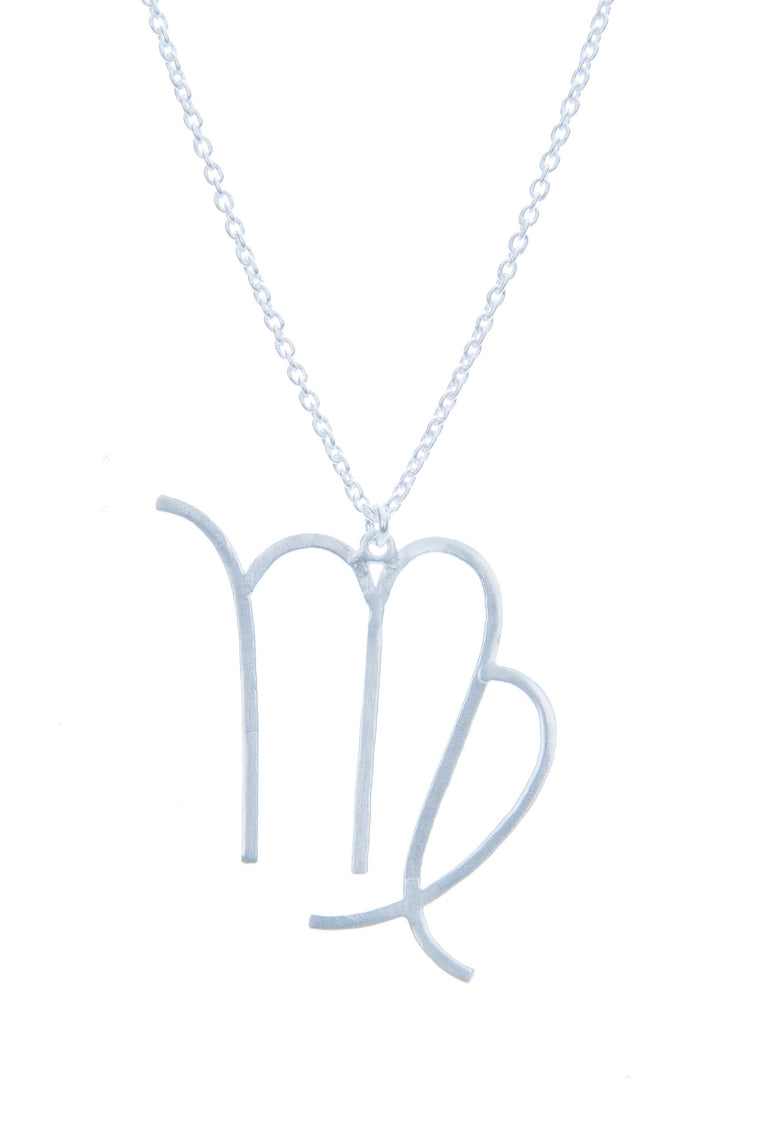 Virgo Zodiac White Gold Necklace