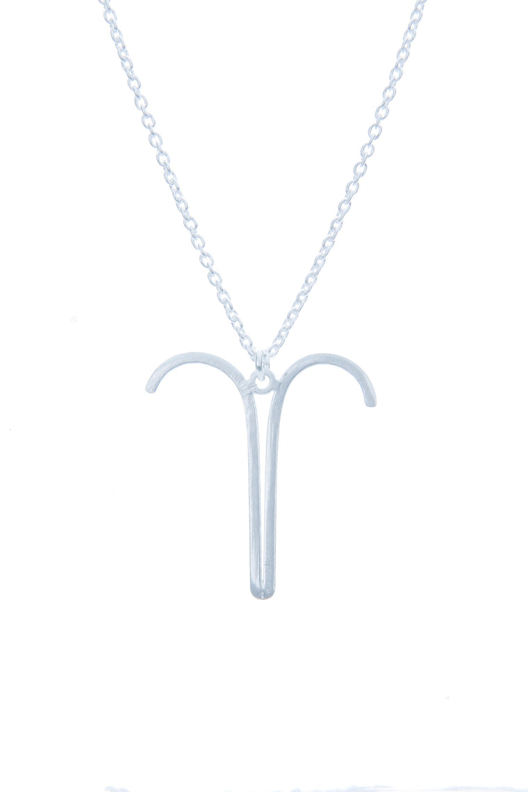 Aries Zodiac White Gold Necklace