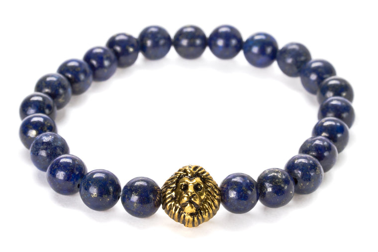 Lapis Lazuli Beaded Lion Head Bracelet