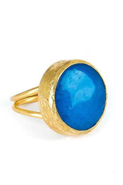 Blue Onyx Gemstone Gold Ring