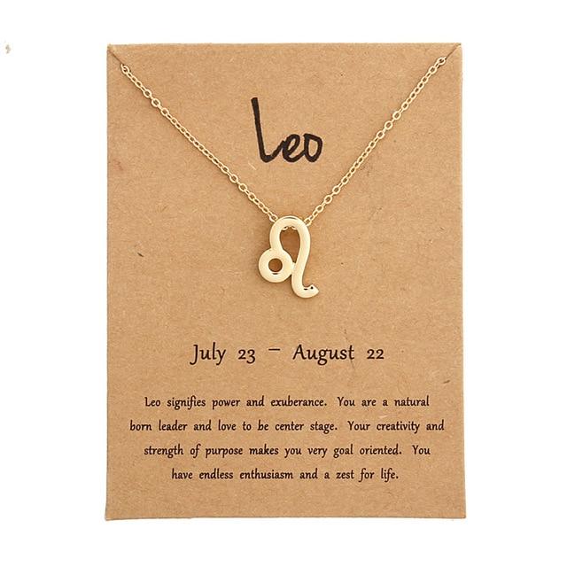 Leo Zodiac Sign Necklace Gold