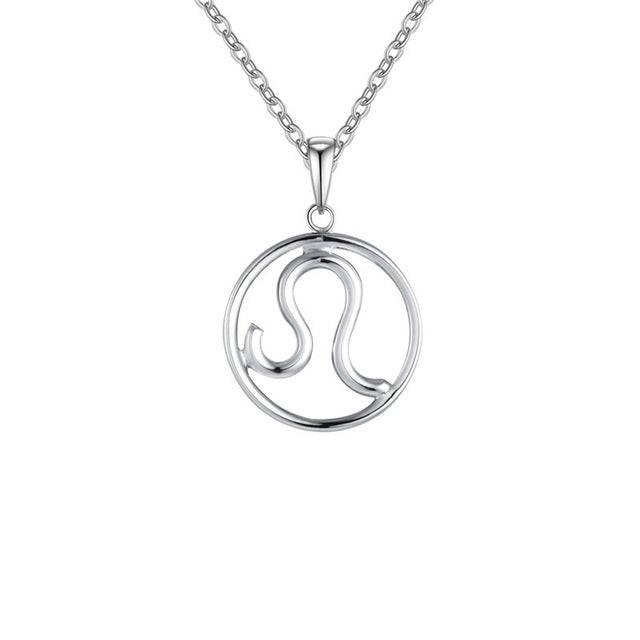 Leo Zodiac Sign Necklace Silver