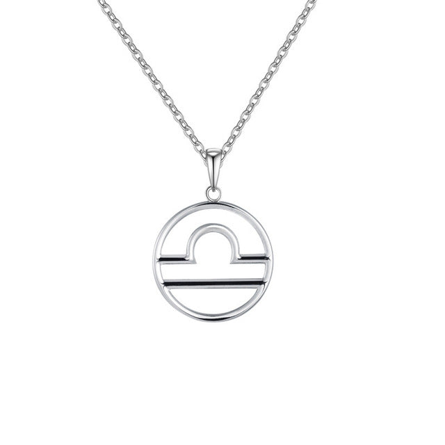 Libra Zodiac Sign Necklace Silver