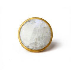MoonStone White Rainbow Gemstone Gold Ring - Lulugem.com