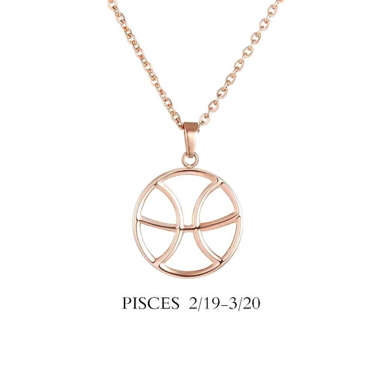 Pisces Zodiac Sign Necklace Gold