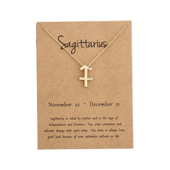 Sagittarius Zodiac Sign Necklace Gold