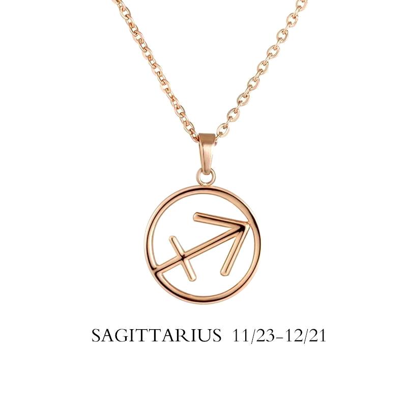 Sagittarius Zodiac Sign Necklace Gold