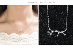 Sagittarius Constellation Women's Necklace Zodiac Pendant Silver Chain