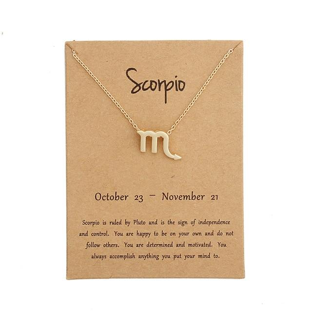 Scorpio Zodiac Sign Necklace Gold