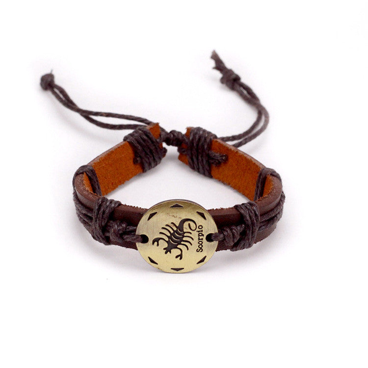 Scorpio Leather Cuff Brown Bracelet