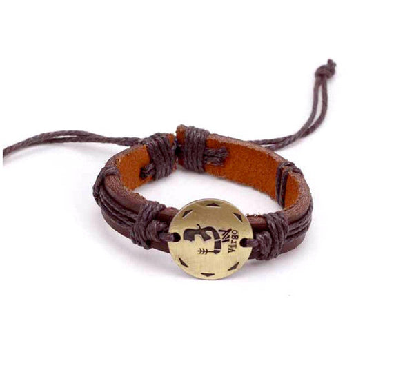 Virgo Leather Cuff Brown Bracelet