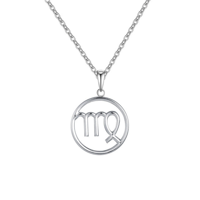 Virgo Zodiac Sign Necklace Silver