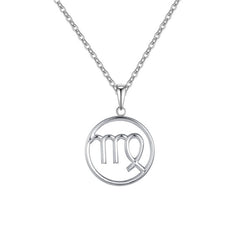 Virgo Zodiac Sign Necklace Silver