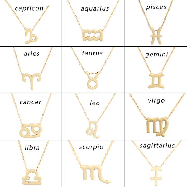 Gemini Zodiac Sign Necklace Gold