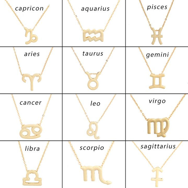 Virgo Zodiac Sign Necklace Gold