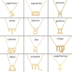 Aquarius Zodiac Sign Necklace Gold