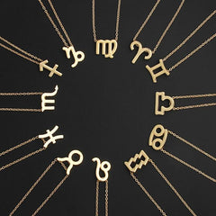 Aquarius Zodiac Sign Necklace Gold